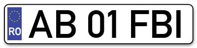 Placuta inmatriculare numar auto  AB-01-FBI, AB 01 FBI, AB01FBI
