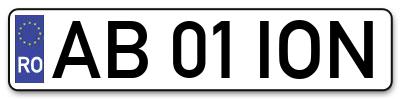 Placuta inmatriculare numar auto  AB-01-ION, AB 01 ION, AB01ION