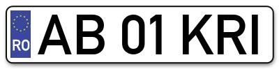 Placuta inmatriculare numar auto  AB-01-KRI, AB 01 KRI, AB01KRI