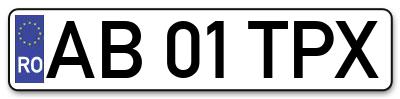 Placuta inmatriculare numar auto  AB-01-TPX, AB 01 TPX, AB01TPX
