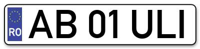 Placuta inmatriculare numar auto  AB-01-ULI, AB 01 ULI, AB01ULI