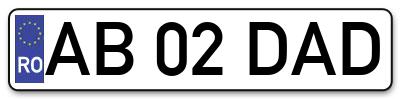 Placuta inmatriculare numar auto  AB-02-DAD, AB 02 DAD, AB02DAD