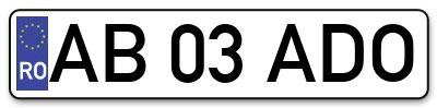 Placuta inmatriculare numar auto  AB-03-ADO, AB 03 ADO, AB03ADO