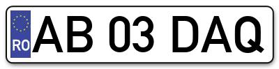 Placuta inmatriculare numar auto  AB-03-DAQ, AB 03 DAQ, AB03DAQ