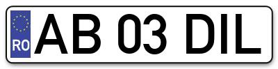 Placuta inmatriculare numar auto  AB-03-DIL, AB 03 DIL, AB03DIL