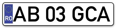 Placuta inmatriculare numar auto  AB-03-GCA, AB 03 GCA, AB03GCA