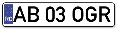 Placuta inmatriculare numar auto  AB-03-OGR, AB 03 OGR, AB03OGR
