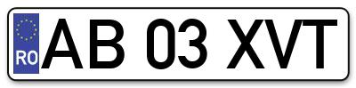 Placuta inmatriculare numar auto  AB-03-XVT, AB 03 XVT, AB03XVT