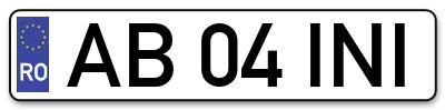 Placuta inmatriculare numar auto  AB-04-INI, AB 04 INI, AB04INI