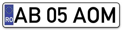 Placuta inmatriculare numar auto  AB-05-AOM, AB 05 AOM, AB05AOM