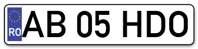 Placuta inmatriculare numar auto  AB-05-HDO, AB 05 HDO, AB05HDO