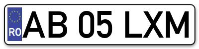 Placuta inmatriculare numar auto  AB-05-LXM, AB 05 LXM, AB05LXM