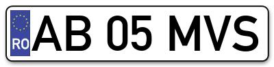 Placuta inmatriculare numar auto  AB-05-MVS, AB 05 MVS, AB05MVS