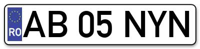 Placuta inmatriculare numar auto  AB-05-NYN, AB 05 NYN, AB05NYN