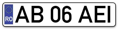 Placuta inmatriculare numar auto  AB-06-AEI, AB 06 AEI, AB06AEI