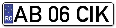 Placuta inmatriculare numar auto  AB-06-CIK, AB 06 CIK, AB06CIK