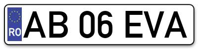 Placuta inmatriculare numar auto  AB-06-EVA, AB 06 EVA, AB06EVA