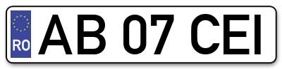 Placuta inmatriculare numar auto  AB-07-CEI, AB 07 CEI, AB07CEI