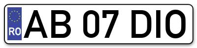 Placuta inmatriculare numar auto  AB-07-DIO, AB 07 DIO, AB07DIO