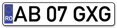 Placuta inmatriculare numar auto  AB-07-GXG, AB 07 GXG, AB07GXG