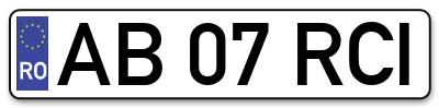 Placuta inmatriculare numar auto  AB-07-RCI, AB 07 RCI, AB07RCI
