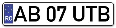 Placuta inmatriculare numar auto  AB-07-UTB, AB 07 UTB, AB07UTB
