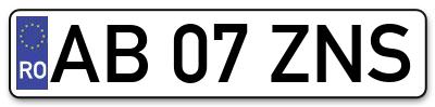Placuta inmatriculare numar auto  AB-07-ZNS, AB 07 ZNS, AB07ZNS