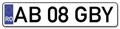 Placuta inmatriculare numar auto  AB-08-GBY, AB 08 GBY, AB08GBY