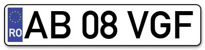 Placuta inmatriculare numar auto  AB-08-VGF, AB 08 VGF, AB08VGF