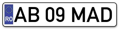 Placuta inmatriculare numar auto  AB-09-MAD, AB 09 MAD, AB09MAD