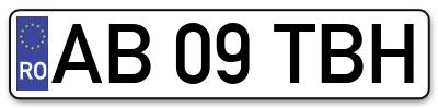 Placuta inmatriculare numar auto  AB-09-TBH, AB 09 TBH, AB09TBH