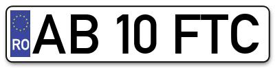 Placuta inmatriculare numar auto  AB-10-FTC, AB 10 FTC, AB10FTC