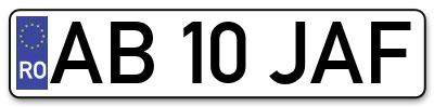 Placuta inmatriculare numar auto  AB-10-JAF, AB 10 JAF, AB10JAF