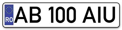 Placuta inmatriculare numar auto  AB-100-AIU, AB 100 AIU, AB100AIU