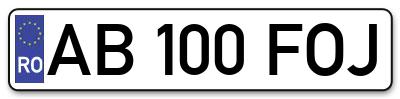 Placuta inmatriculare numar auto  AB-100-FOJ, AB 100 FOJ, AB100FOJ