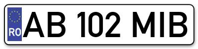 Placuta inmatriculare numar auto  AB-102-MIB, AB 102 MIB, AB102MIB