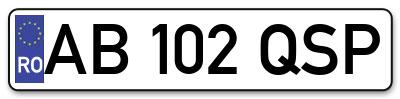 Placuta inmatriculare numar auto  AB-102-QSP, AB 102 QSP, AB102QSP