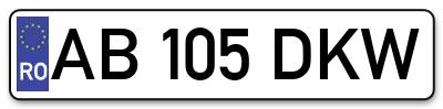 Placuta inmatriculare numar auto  AB-105-DKW, AB 105 DKW, AB105DKW