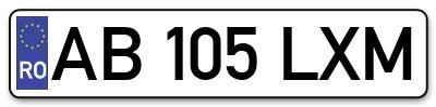 Placuta inmatriculare numar auto  AB-105-LXM, AB 105 LXM, AB105LXM