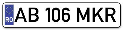 Placuta inmatriculare numar auto  AB-106-MKR, AB 106 MKR, AB106MKR