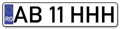 Placuta inmatriculare numar auto  AB-11-HHH, AB 11 HHH, AB11HHH