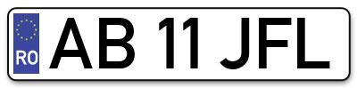 Placuta inmatriculare numar auto  AB-11-JFL, AB 11 JFL, AB11JFL