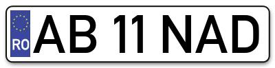 Placuta inmatriculare numar auto  AB-11-NAD, AB 11 NAD, AB11NAD