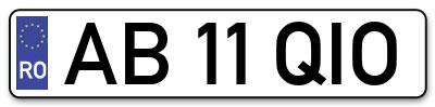 Placuta inmatriculare numar auto  AB-11-QIO, AB 11 QIO, AB11QIO