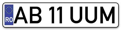 Placuta inmatriculare numar auto  AB-11-UUM, AB 11 UUM, AB11UUM