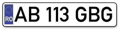 Placuta inmatriculare numar auto  AB-113-GBG, AB 113 GBG, AB113GBG