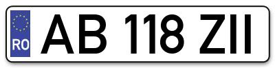 Placuta inmatriculare numar auto  AB-118-ZII, AB 118 ZII, AB118ZII