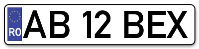 Placuta inmatriculare numar auto  AB-12-BEX, AB 12 BEX, AB12BEX