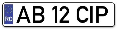Placuta inmatriculare numar auto  AB-12-CIP, AB 12 CIP, AB12CIP