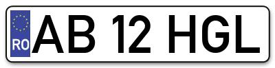 Placuta inmatriculare numar auto  AB-12-HGL, AB 12 HGL, AB12HGL